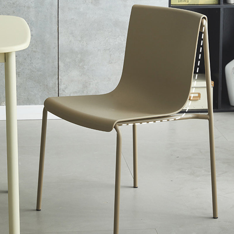 Contemporary Scandinavian Square PP Iron Stackable Backrest Dining Chair For Dining Room