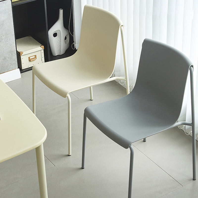 Contemporary Scandinavian Square PP Iron Stackable Backrest Dining Chair For Dining Room