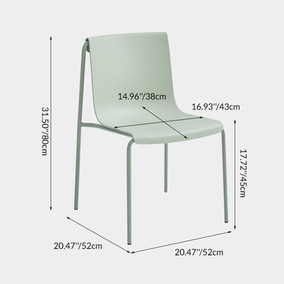 Contemporary Scandinavian Square PP Iron Stackable Backrest Dining Chair For Dining Room