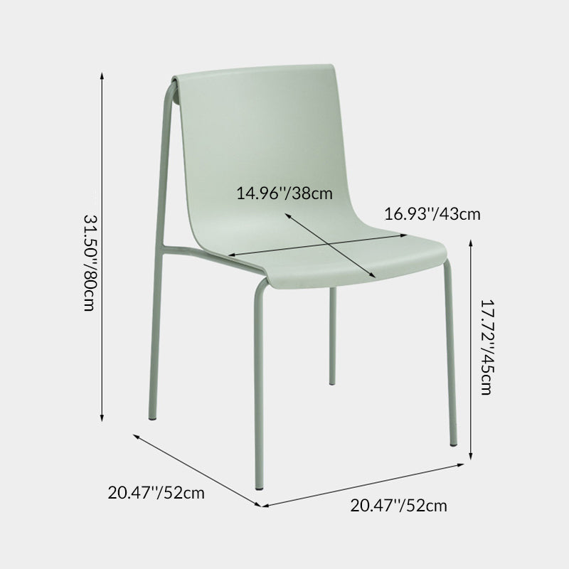 Contemporary Scandinavian Square PP Iron Stackable Backrest Dining Chair For Dining Room