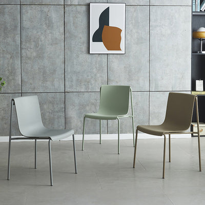 Contemporary Scandinavian Square PP Iron Stackable Backrest Dining Chair For Dining Room