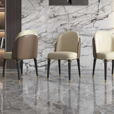 Modern Luxury Square High-Quality Faux Leather Carbon Steel Backrest Dining Chair For Dining Room