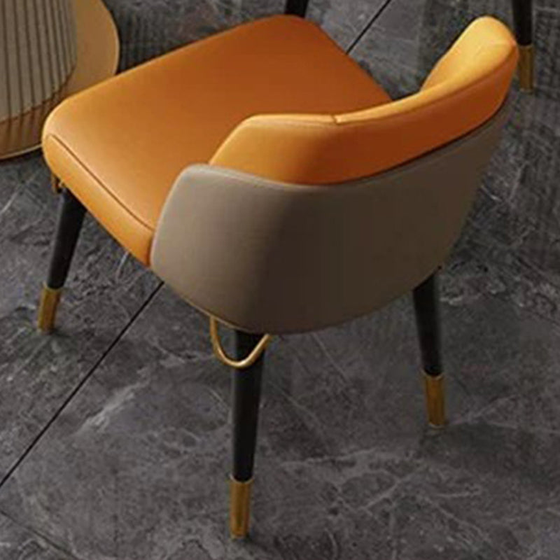 Modern Luxury Square High-Quality Faux Leather Carbon Steel Backrest Dining Chair For Dining Room