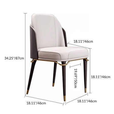 Modern Luxury Square High-Quality Faux Leather Carbon Steel Backrest Dining Chair For Dining Room