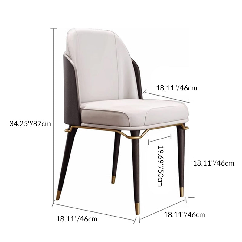 Modern Luxury Square High-Quality Faux Leather Carbon Steel Backrest Dining Chair For Dining Room