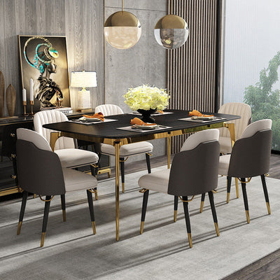Modern Luxury Square High-Quality Faux Leather Carbon Steel Backrest Dining Chair For Dining Room