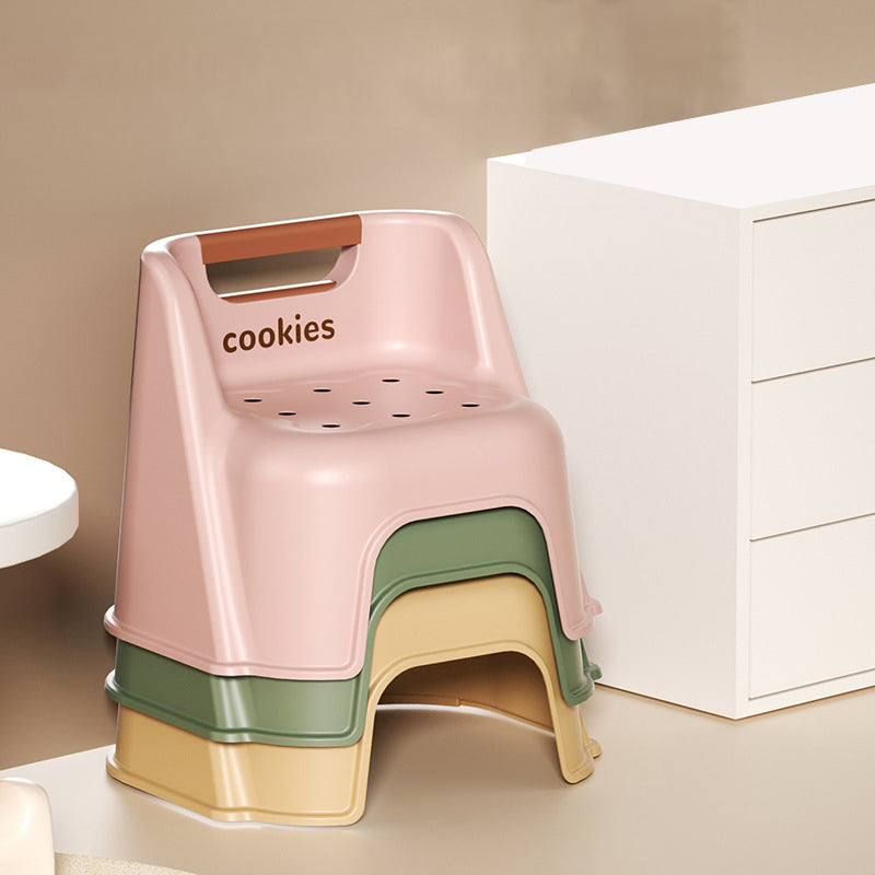 Tabouret bas empilable avec dossier pour enfants en PP, carré, créatif et contemporain, pour salon 