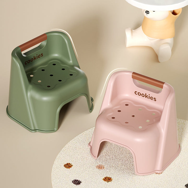 Tabouret bas empilable avec dossier pour enfants en PP, carré, créatif et contemporain, pour salon 
