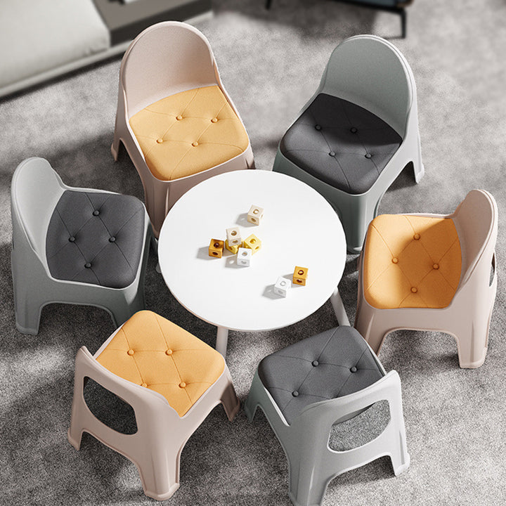 Modern Minimalist Square PP Stackable Backrest Kids Low Stool For Living Room