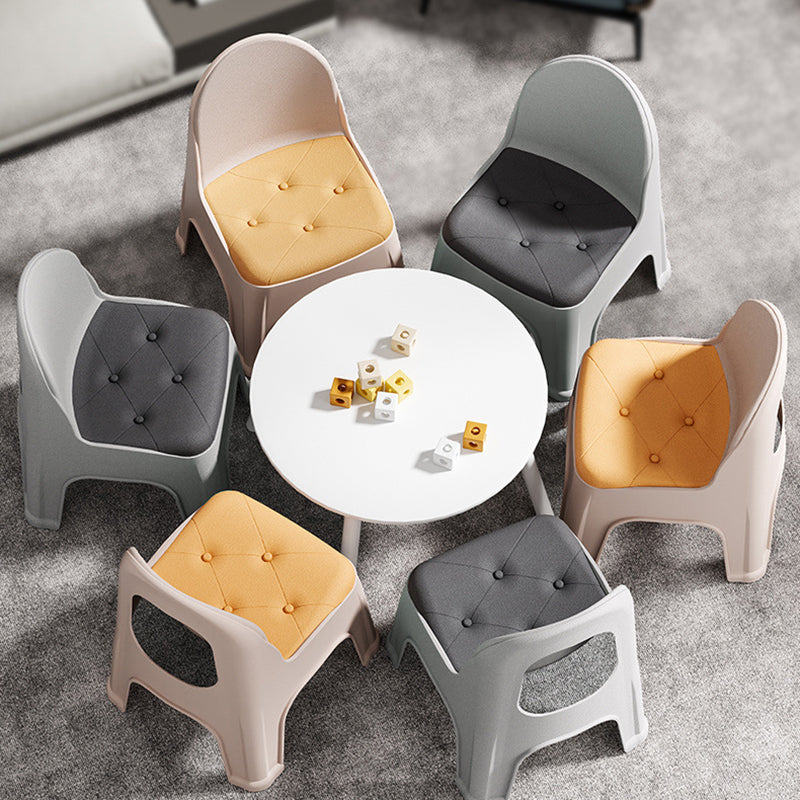Modern Minimalist Square PP Stackable Backrest Kids Low Stool For Living Room