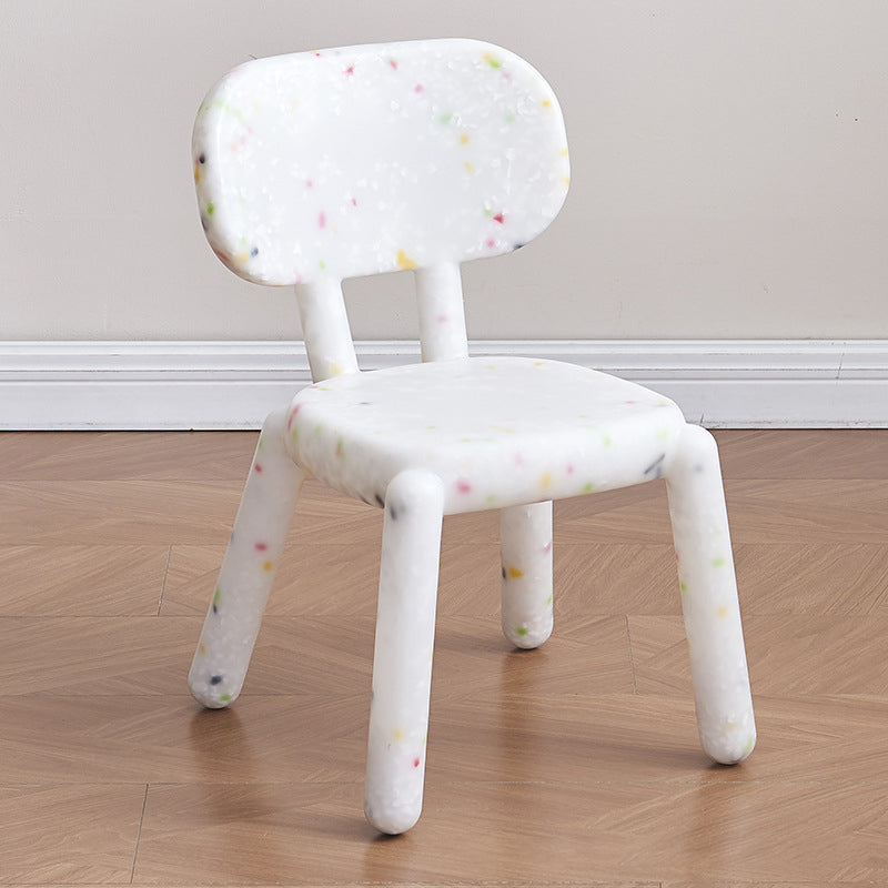 Taburete bajo para niños con respaldo cuadrado PE minimalista moderno para sala de estar 
