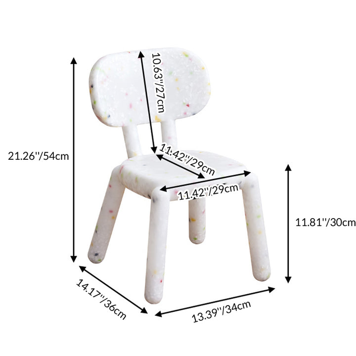 Taburete bajo para niños con respaldo cuadrado PE minimalista moderno para sala de estar 