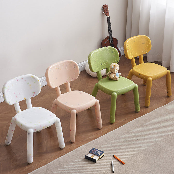 Taburete bajo para niños con respaldo cuadrado PE minimalista moderno para sala de estar 