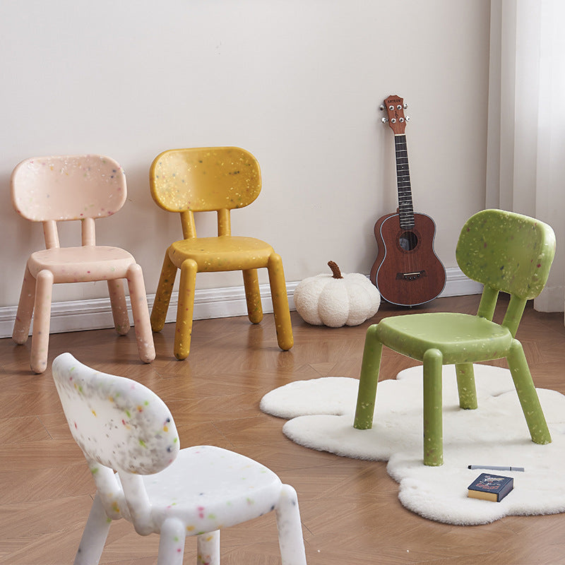Taburete bajo para niños con respaldo cuadrado PE minimalista moderno para sala de estar 