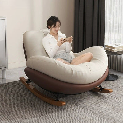 Contemporary Scandinavian Microsuede Iron Solid Wood Oval Square Curved Recliner Backrest Armrest Footrest For Living Room