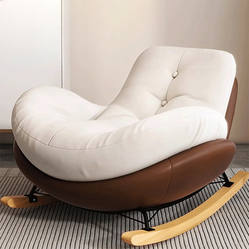 Contemporary Scandinavian Microsuede Iron Solid Wood Oval Square Curved Recliner Backrest Armrest Footrest For Living Room