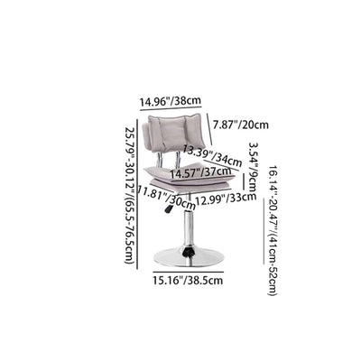 كرسي بار دوار بقاعدة معدنية من الجلد الصناعي بتصميم بسيط عصري قابل لتعديل الارتفاع مع مسند ظهر ومسند قدم لغرفة الطعام 