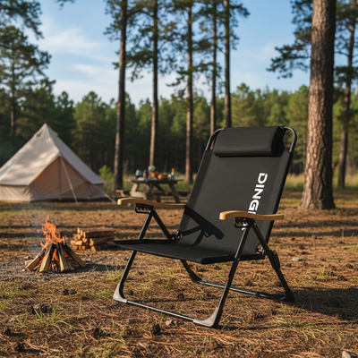 Zeitgenössischer Einfachheit Doppelschicht Oxford-Gewebe Klappbarer Campingstuhl Verstellbare Rückenlehne Harz-Armlehne Für Außenbereich Terrasse 