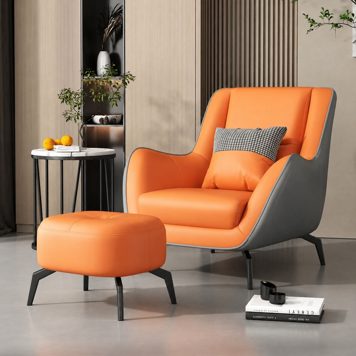 Contemporary Scandinavian Square Synthetic Fabric Upholstered Accent Chair Backrest Armrest For Living Room