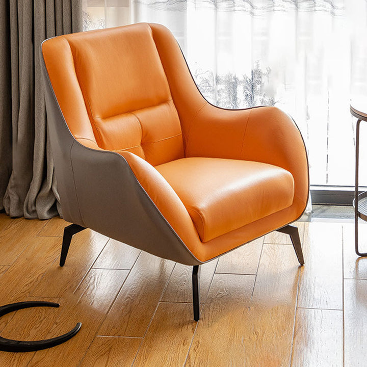Contemporary Scandinavian Square Synthetic Fabric Upholstered Accent Chair Backrest Armrest For Living Room