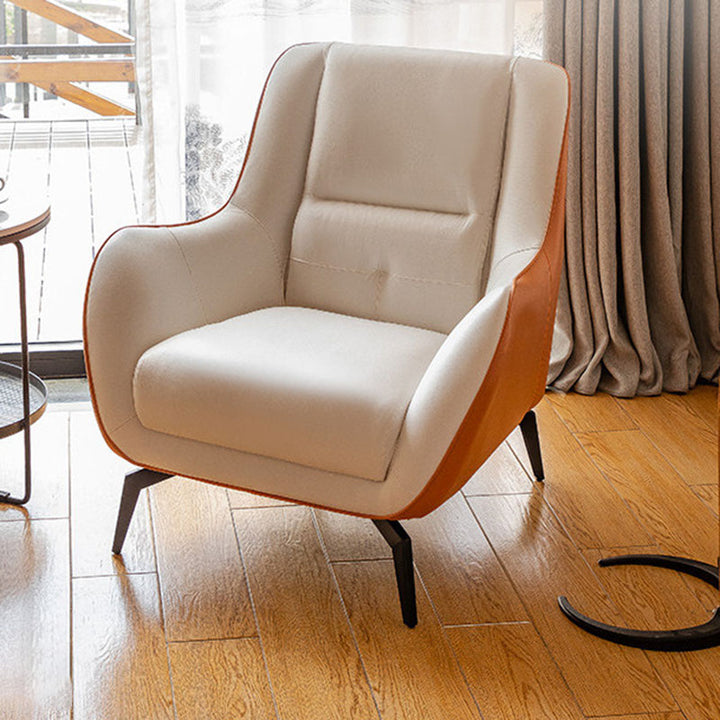 Contemporary Scandinavian Square Synthetic Fabric Upholstered Accent Chair Backrest Armrest For Living Room