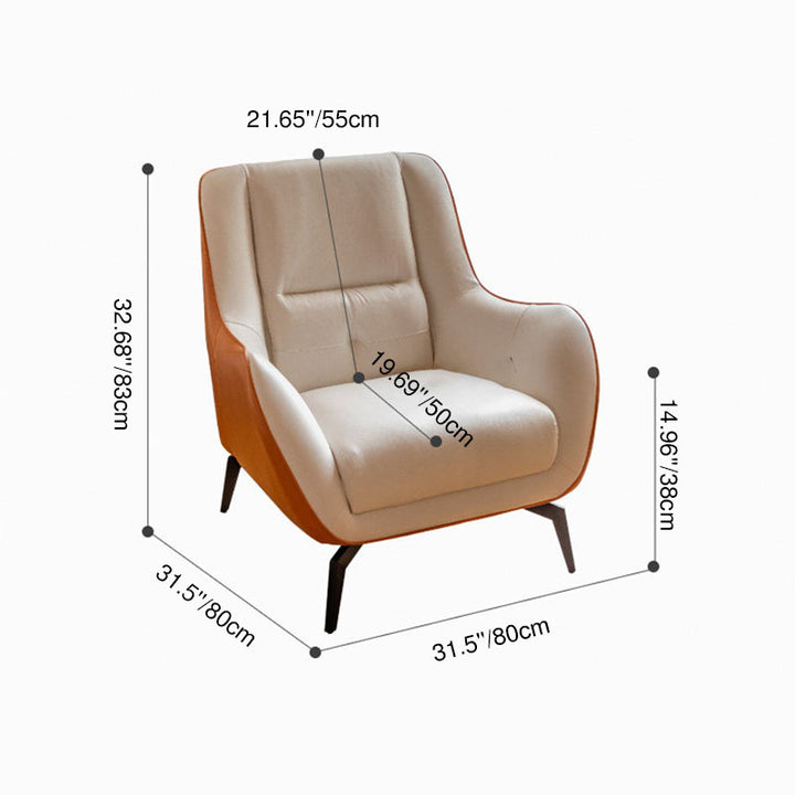 Contemporary Scandinavian Square Synthetic Fabric Upholstered Accent Chair Backrest Armrest For Living Room