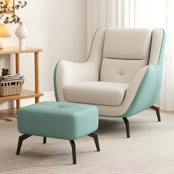 Contemporary Scandinavian Square Synthetic Fabric Upholstered Accent Chair Backrest Armrest For Living Room