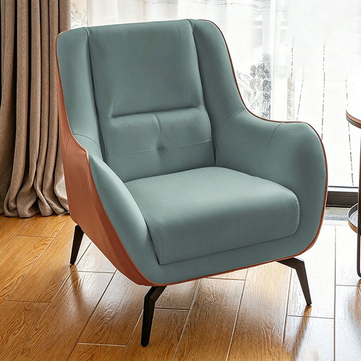 Contemporary Scandinavian Square Synthetic Fabric Upholstered Accent Chair Backrest Armrest For Living Room