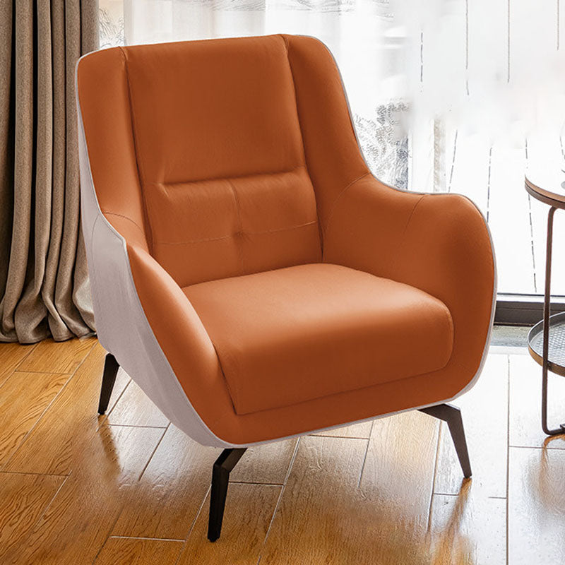 Contemporary Scandinavian Square Synthetic Fabric Upholstered Accent Chair Backrest Armrest For Living Room