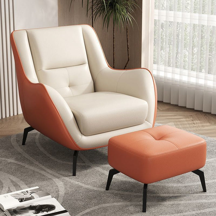 Contemporary Scandinavian Square Synthetic Fabric Upholstered Accent Chair Backrest Armrest For Living Room