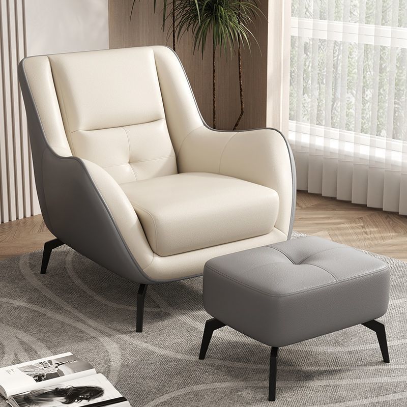 Contemporary Scandinavian Square Synthetic Fabric Upholstered Accent Chair Backrest Armrest For Living Room