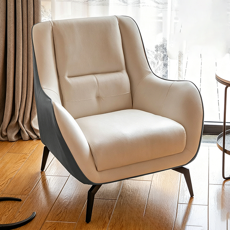 Contemporary Scandinavian Square Synthetic Fabric Upholstered Accent Chair Backrest Armrest For Living Room