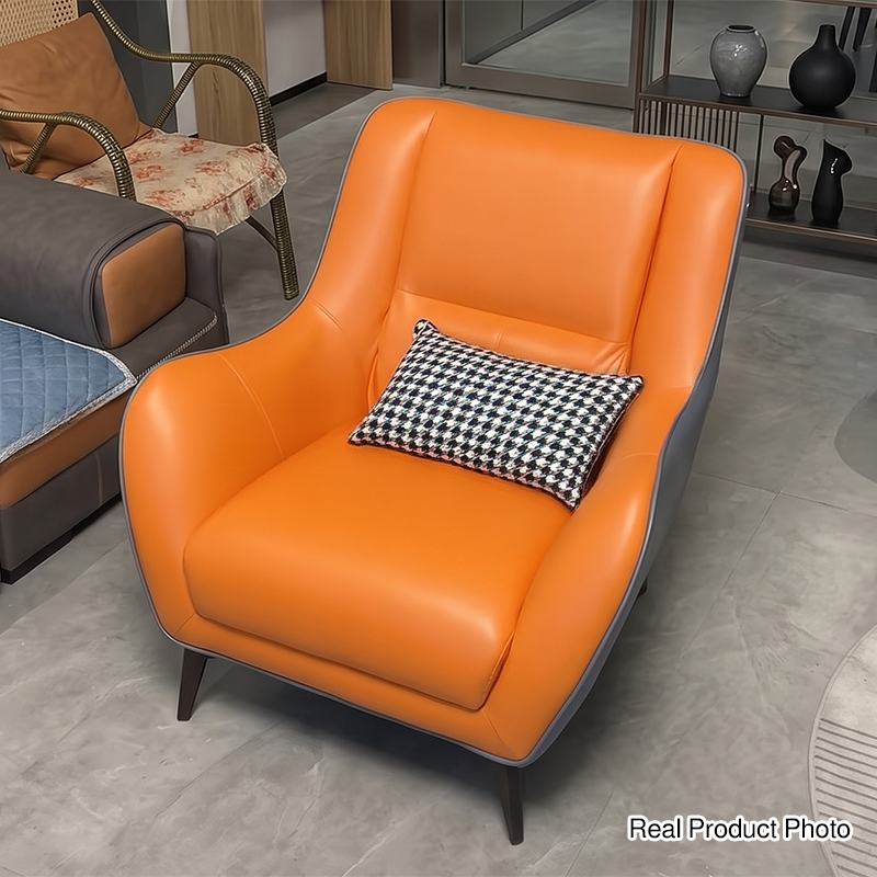 Contemporary Scandinavian Square Synthetic Fabric Upholstered Accent Chair Backrest Armrest For Living Room