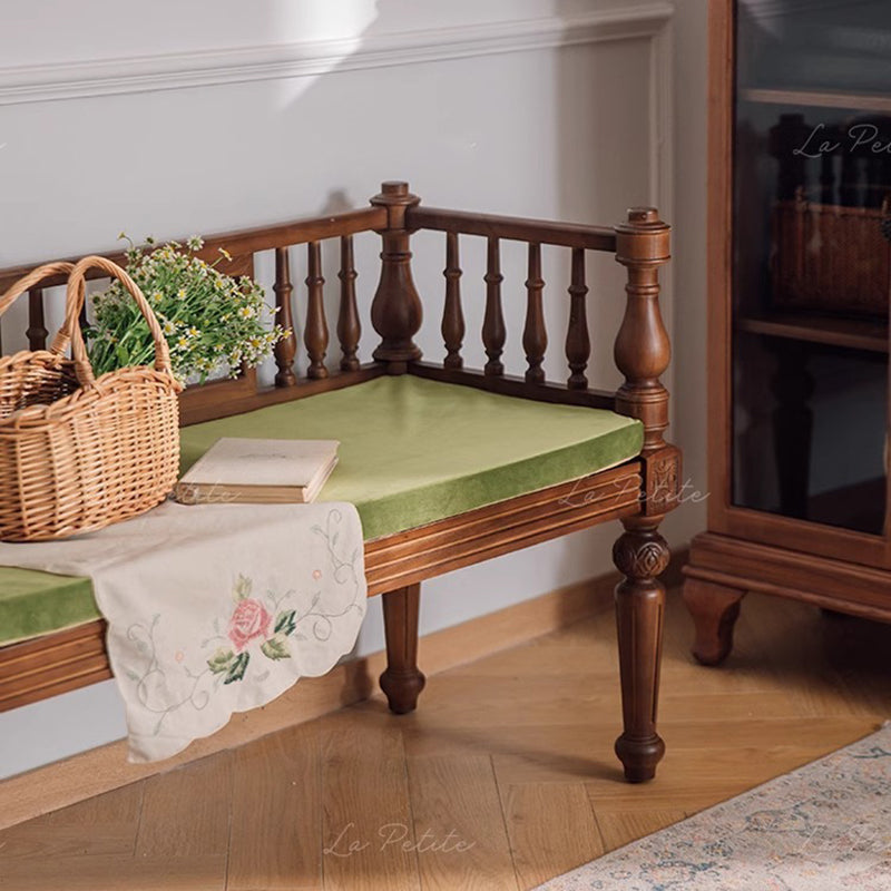 Traditional Vintage Solid Wood Fabric Upholstered Rectangular Dining Chair Backrest For Living Room