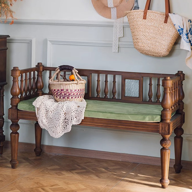Traditioneller rechteckiger Esszimmerstuhl im Vintage-Stil aus Walnussholz mit stoffbezogener Rückenlehne für das Wohnzimmer 
