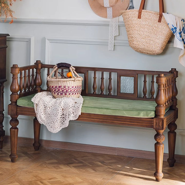 Traditioneller rechteckiger Esszimmerstuhl im Vintage-Stil aus Walnussholz mit stoffbezogener Rückenlehne für das Wohnzimmer 