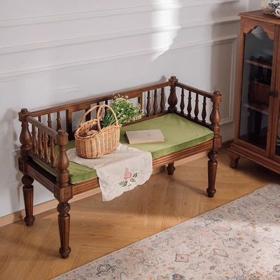 Traditional Vintage Solid Wood Fabric Upholstered Rectangular Dining Chair Backrest For Living Room