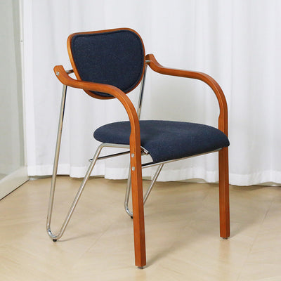 Modern Minimalist Solid Wood Sponge Padded Curved Dining Chair Backrest Armrest For Living Room