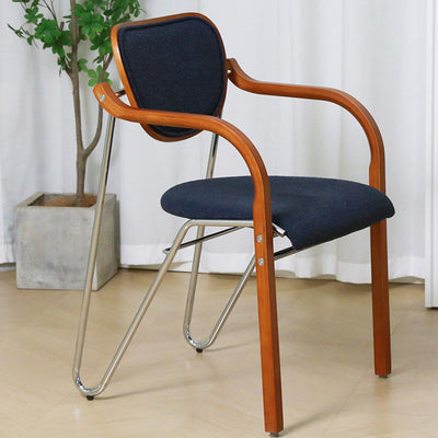 Modern Minimalist Solid Wood Sponge Padded Curved Dining Chair Backrest Armrest For Living Room