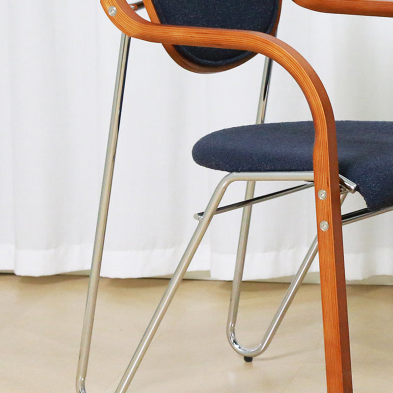 Modern Minimalist Solid Wood Sponge Padded Curved Dining Chair Backrest Armrest For Living Room