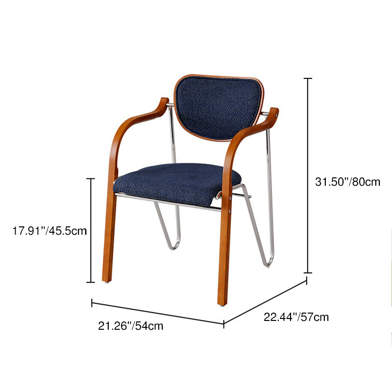 Modern Minimalist Solid Wood Sponge Padded Curved Dining Chair Backrest Armrest For Living Room