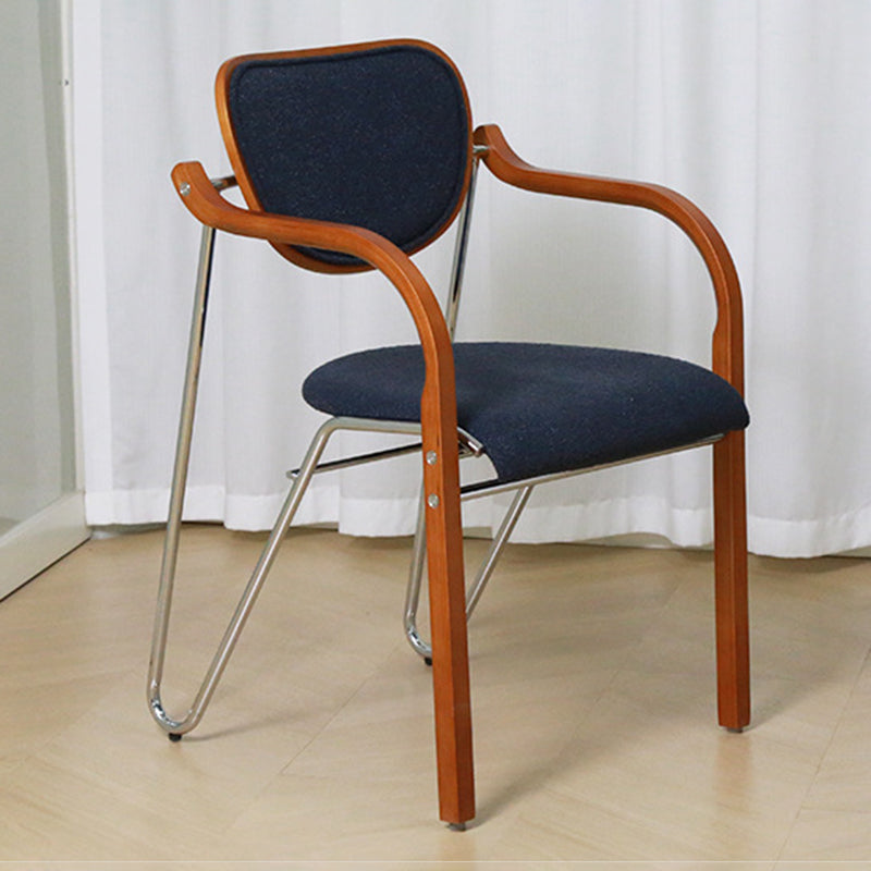 Modern Minimalist Solid Wood Sponge Padded Curved Dining Chair Backrest Armrest For Living Room