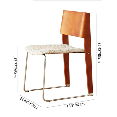 Modern Minimalist Solid Wood Fabric Upholstery Metal Dining Chair Backrest For Living Room