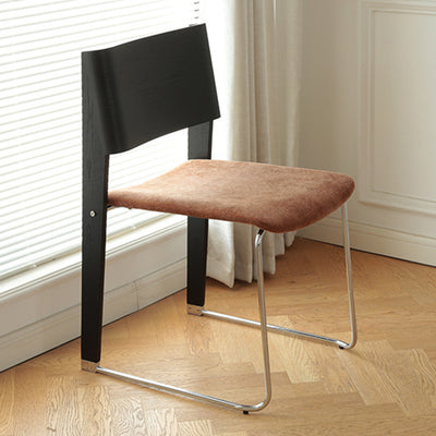 Modern Minimalist Solid Wood Fabric Upholstery Metal Dining Chair Backrest For Living Room