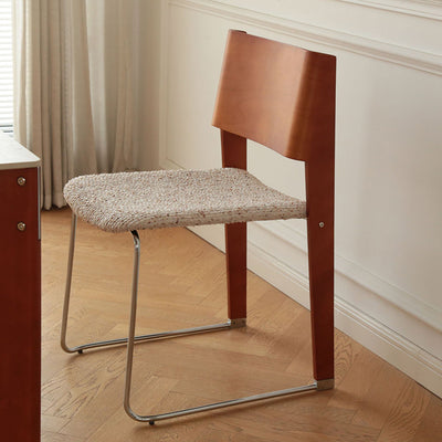 Modern Minimalist Solid Wood Fabric Upholstery Metal Dining Chair Backrest For Living Room
