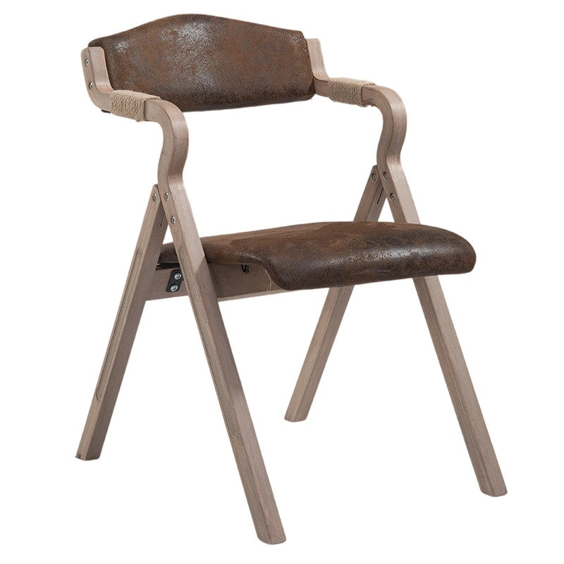 Modern Minimalist Curved Bent Plywood Fabric Upholstered PU Leather Linen Dining Chair Foldable Backrest Armrest For Living Room