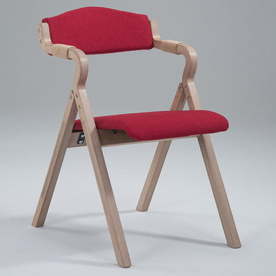 Modern Minimalist Curved Wood Fabric Upholstered PU Leather Linen Dining Chair Foldable Backrest Armrest For Living Room