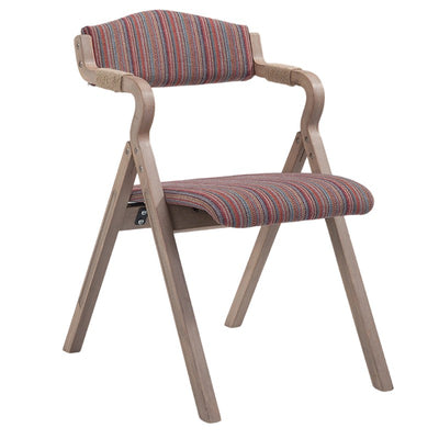 Modern Minimalist Curved Wood Fabric Upholstered PU Leather Linen Dining Chair Foldable Backrest Armrest For Living Room