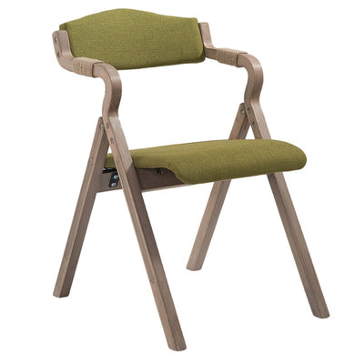 Modern Minimalist Curved Wood Fabric Upholstered PU Leather Linen Dining Chair Foldable Backrest Armrest For Living Room