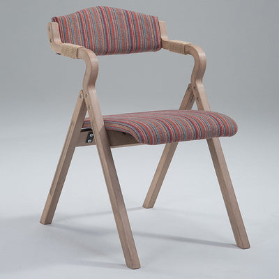 Modern Minimalist Curved Wood Fabric Upholstered PU Leather Linen Dining Chair Foldable Backrest Armrest For Living Room
